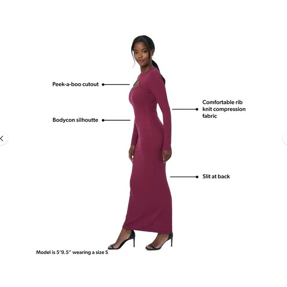 Edited Romantic Cutout Burgundy Maxi Curvy Bodycon Dress XL| Alluring Whimsigoth - Picture 9 of 10